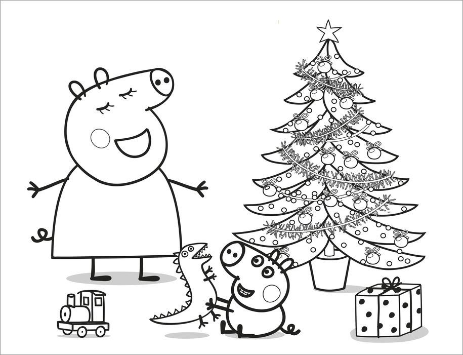 Peppa Pig Christmas Coloring Pages, Hay muchos otros personajes ...