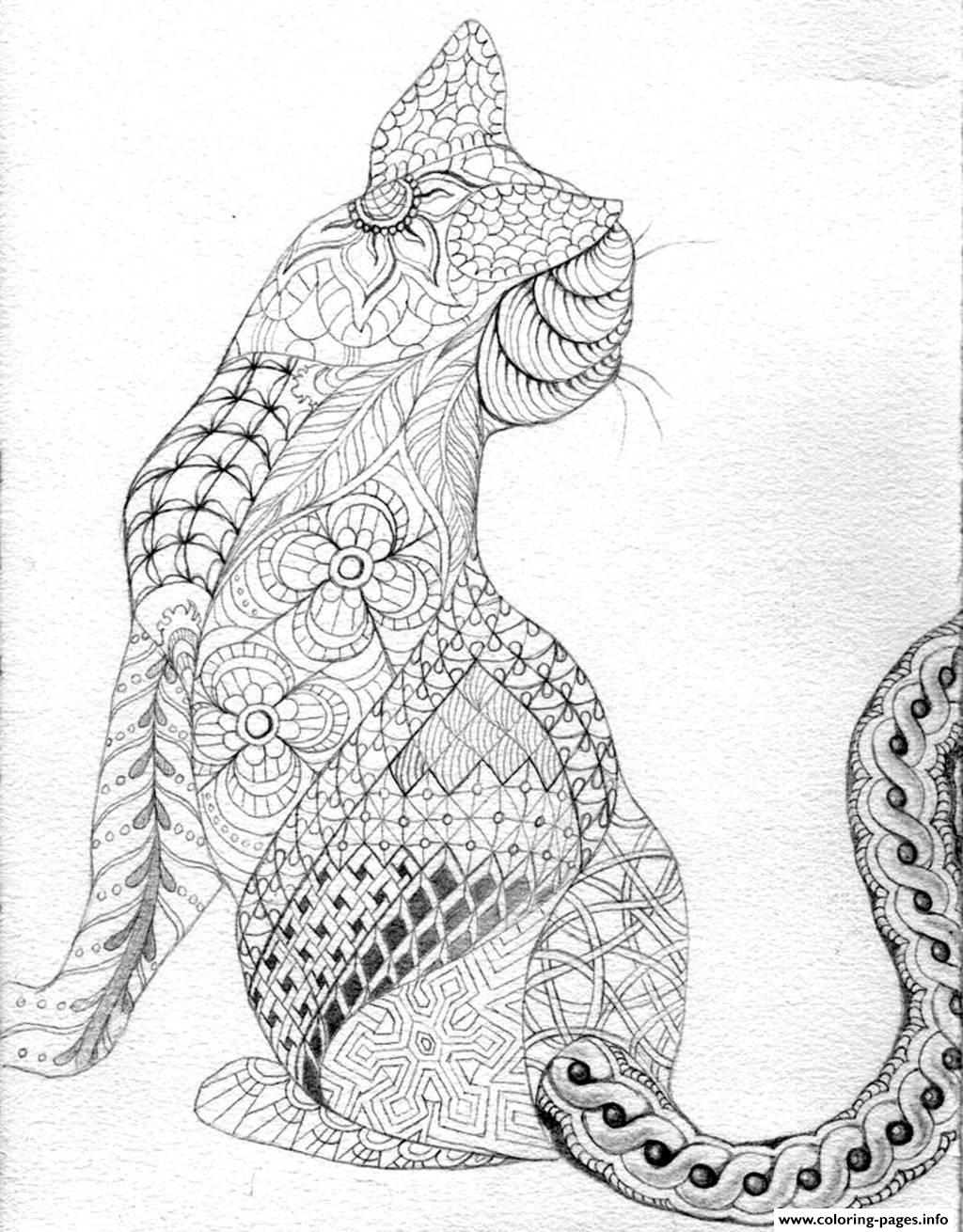 Print adult difficult cat from back Coloring pages