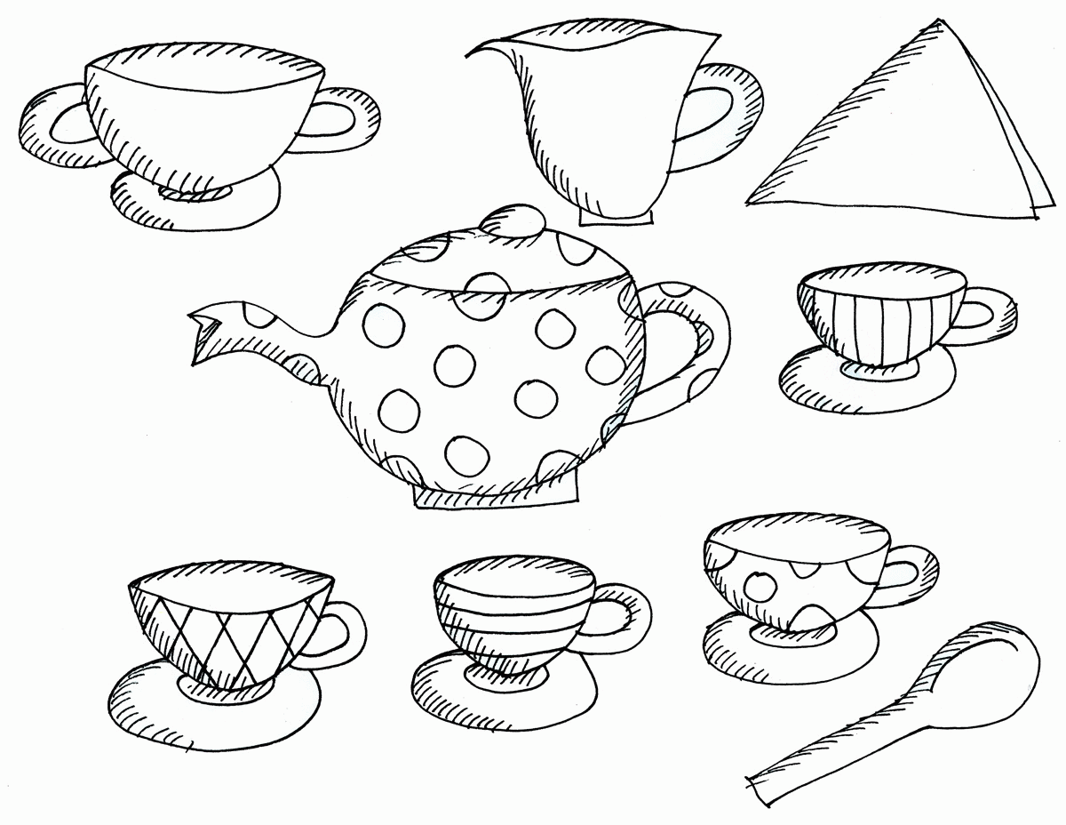 Tea Party For Kids - Coloring Pages for Kids and for Adults