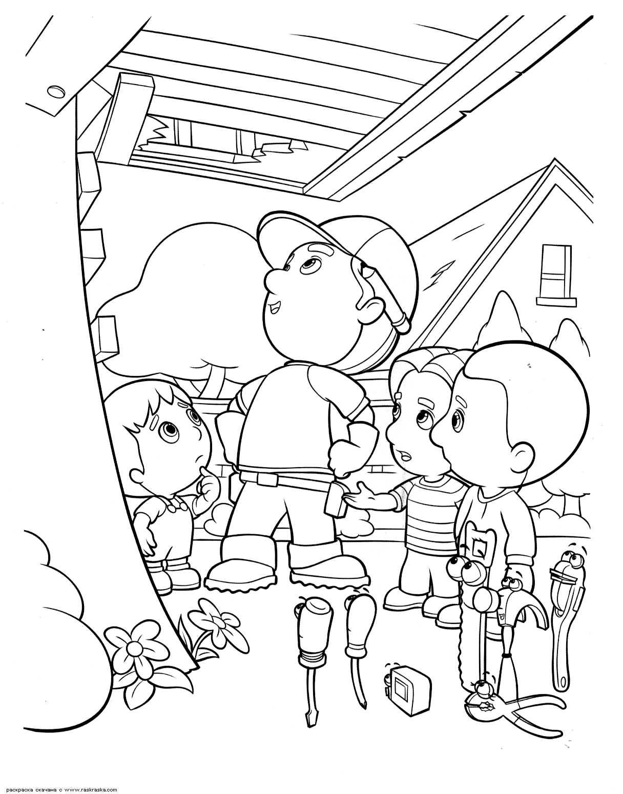 Coloring of Many and its tools to download for free - Handy Manny Kids Coloring  Pages