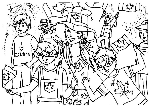 Kids Celebrating Canada Day 2015 On The Street Coloring Pages ...
