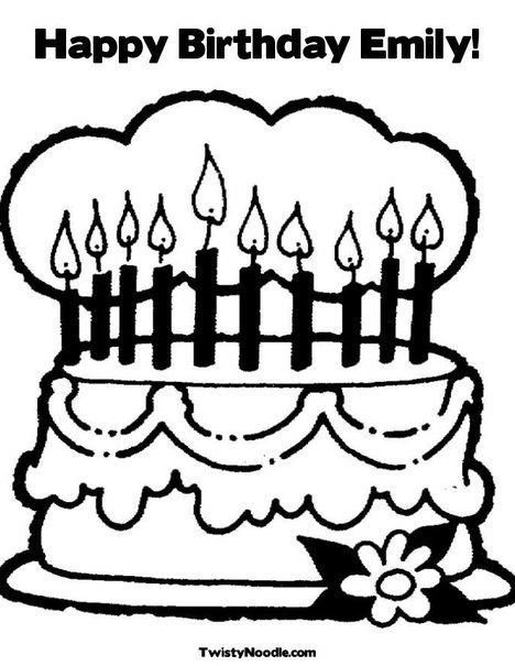 Happy Birthday Emily Coloring Page from TwistyNoodle.com ...
