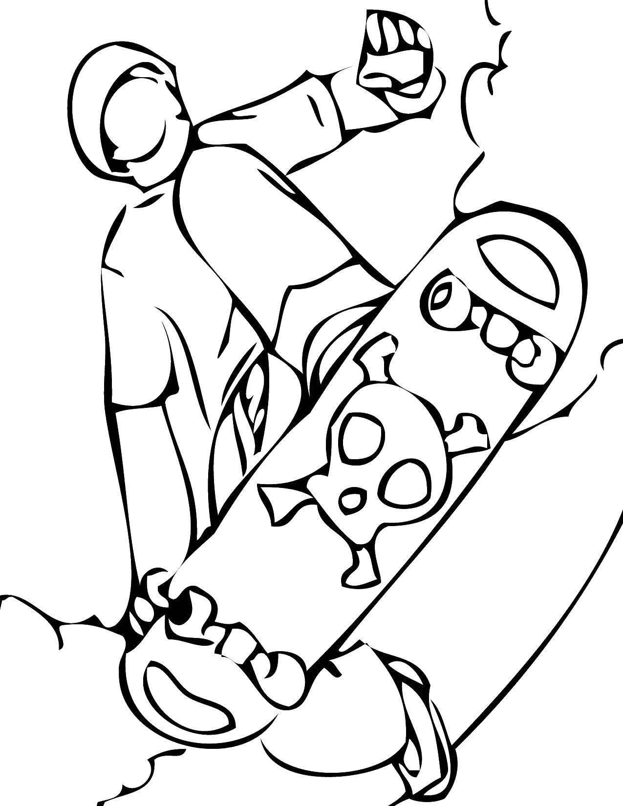 Online coloring pages Coloring page Boy riding on a skateboard For  teenagers, Download print coloring page.