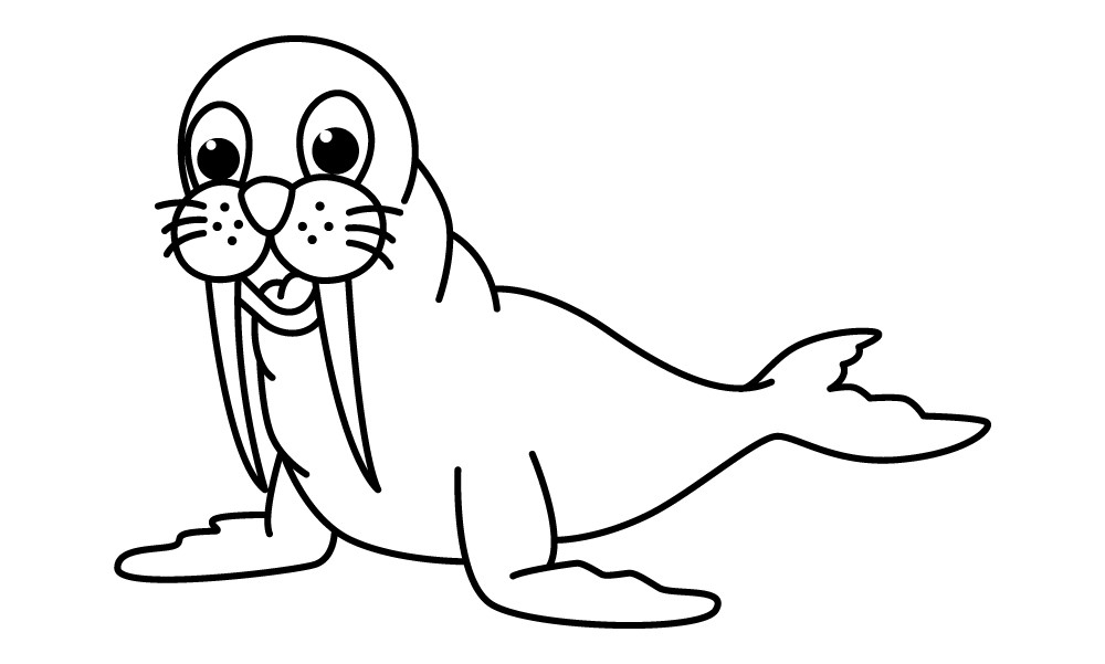 Cute Walrus Cartoon Coloring Page Graphic by ningsihagustin426 · Creative  Fabrica