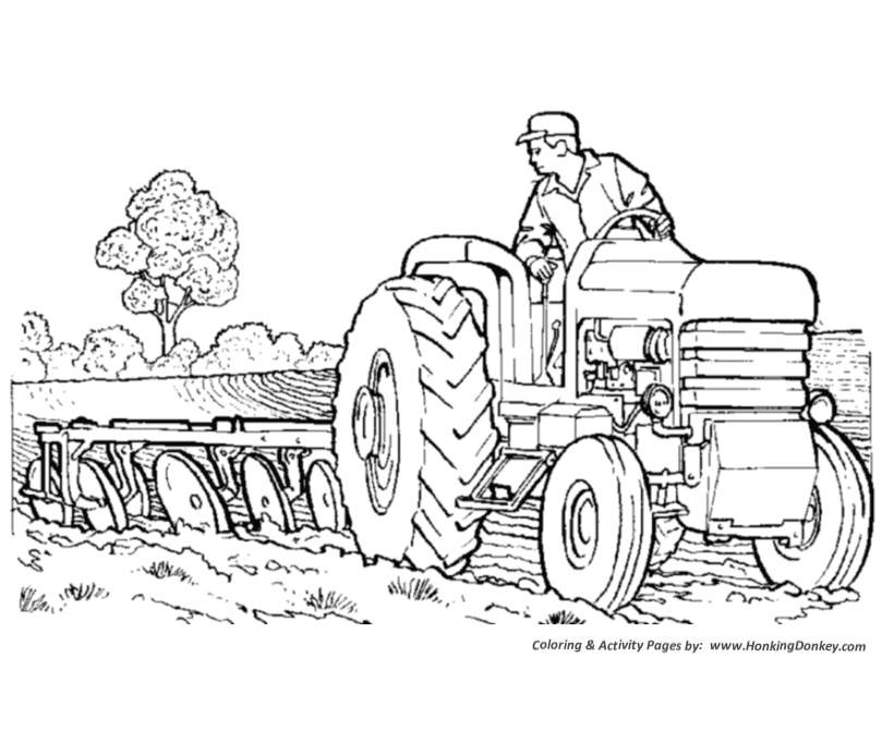 Farm Tractor Coloring Pages | Printable Farmer on a tractor 