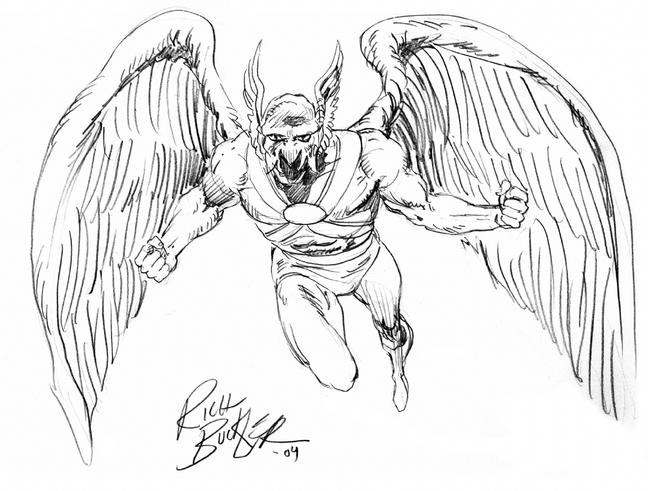 Hawkman by Rich Buckler, in John McCormack's DC Heroes Comic Art Gallery  Room