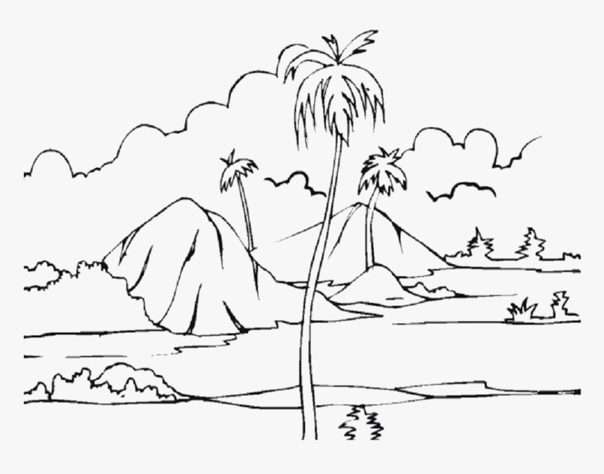 Collection Of Free Scenery - Landscape Coloring Pages, HD Png Download -  kindpng