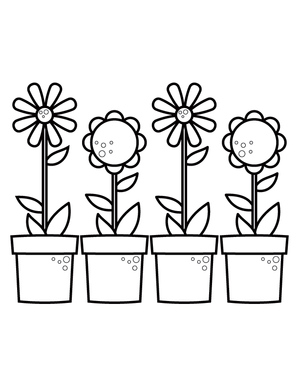 Flower Pot Coloring Pages Flowers Nature Spring Potted Flowers Printable  2021 158 Coloring4free - Coloring4Free.com
