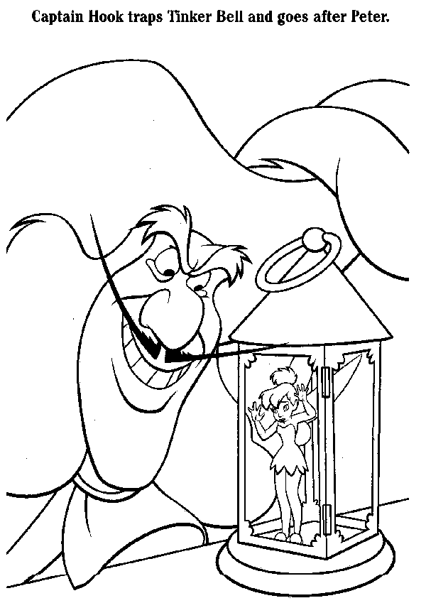 Captain Hook and Tinkerbell Peter Pan Coloring Pages
