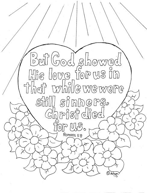 Coloring Pages for Kids by Mr. Adron: Romans 5:8 Coloring Page For Kids |  Bible coloring pages, Heart coloring pages, Bible coloring