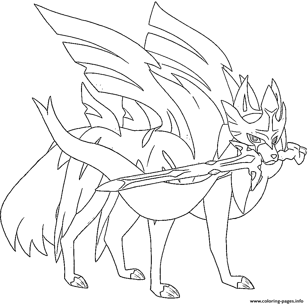 Zacian Blade Shining Legendary Pokemon Coloring Pages Printable