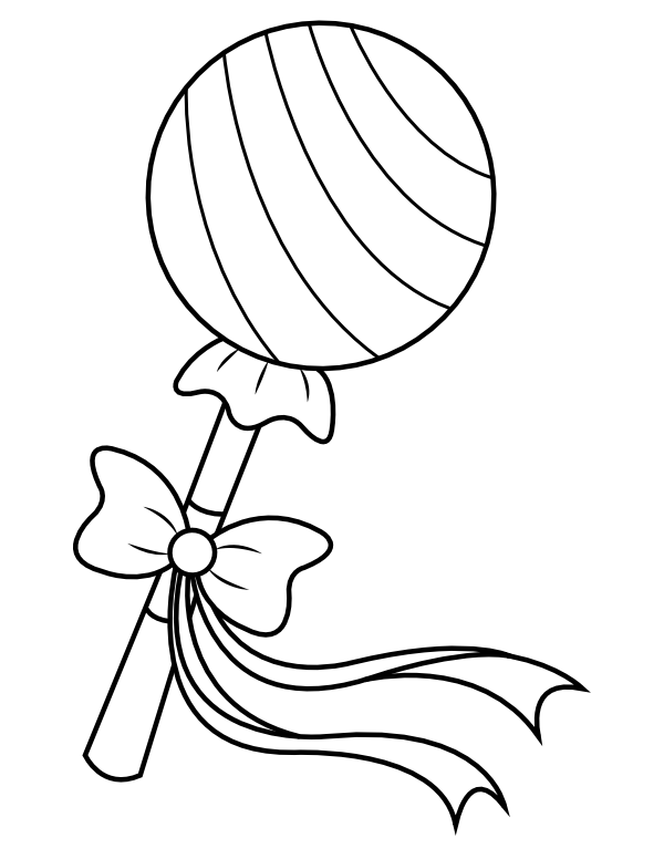 Printable Lollipop With Bow Coloring Page