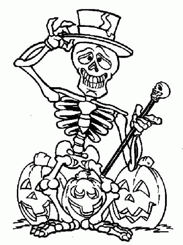 Halloween Skeleton Coloring Page - Coloring Home