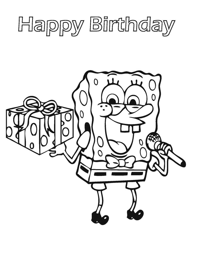 Spongebob Happy Birthday Coloring Pages - Coloring Home