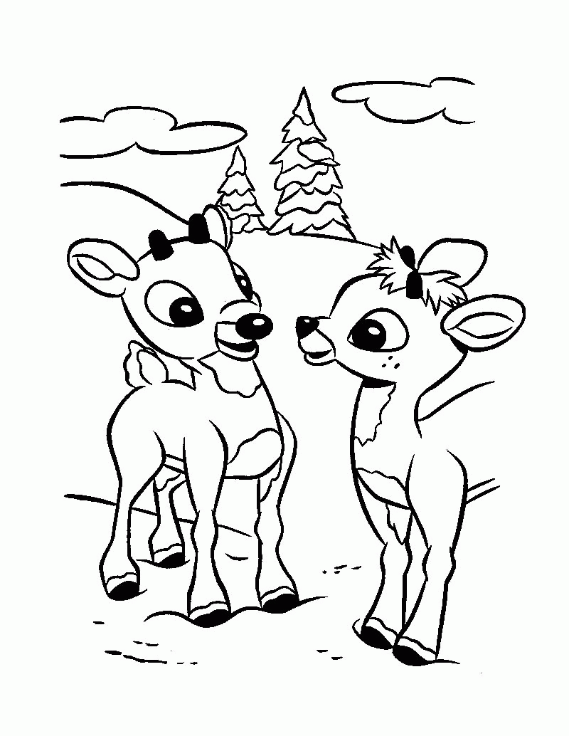 SANTA'S REINDEER coloring pages - Santa and reindeer