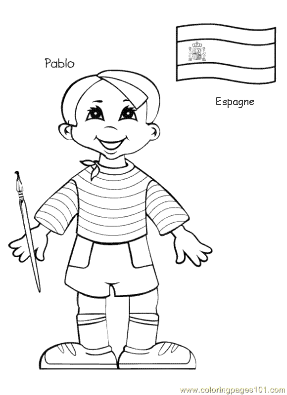 Children Around The World Coloring Page - Spain