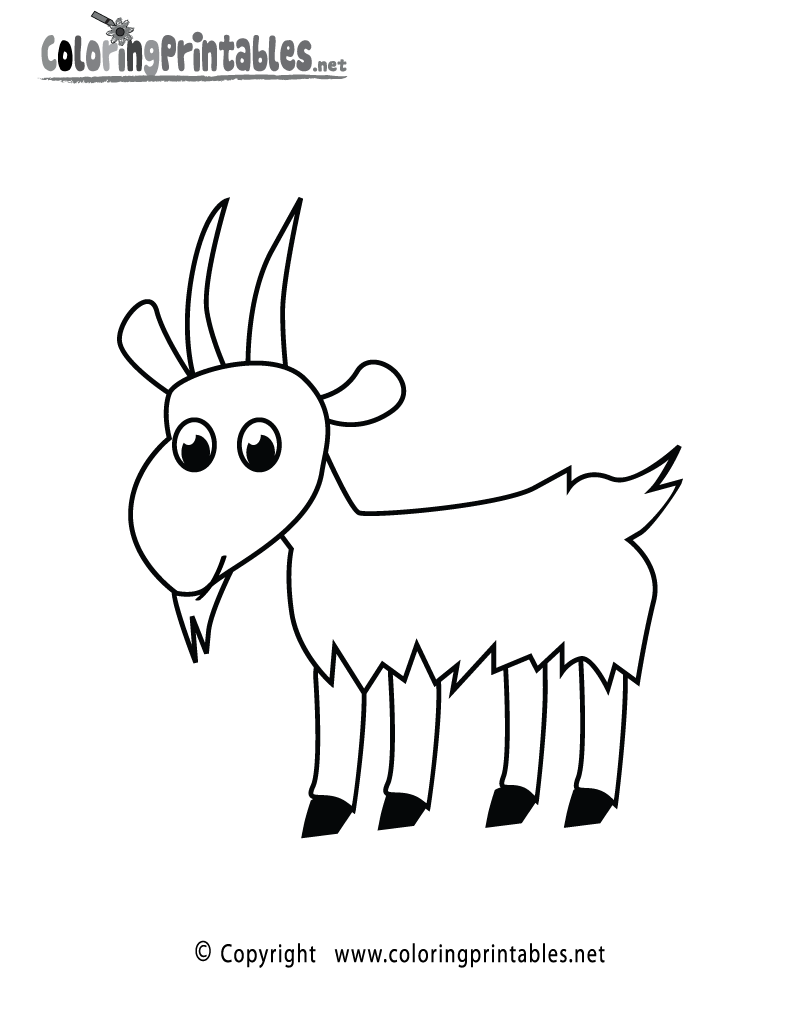Goat Coloring Page - A Free Animal Coloring Printable