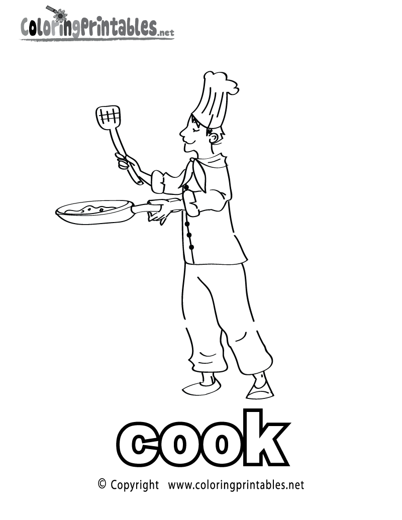 Cook Coloring Page - A Free English Coloring Printable