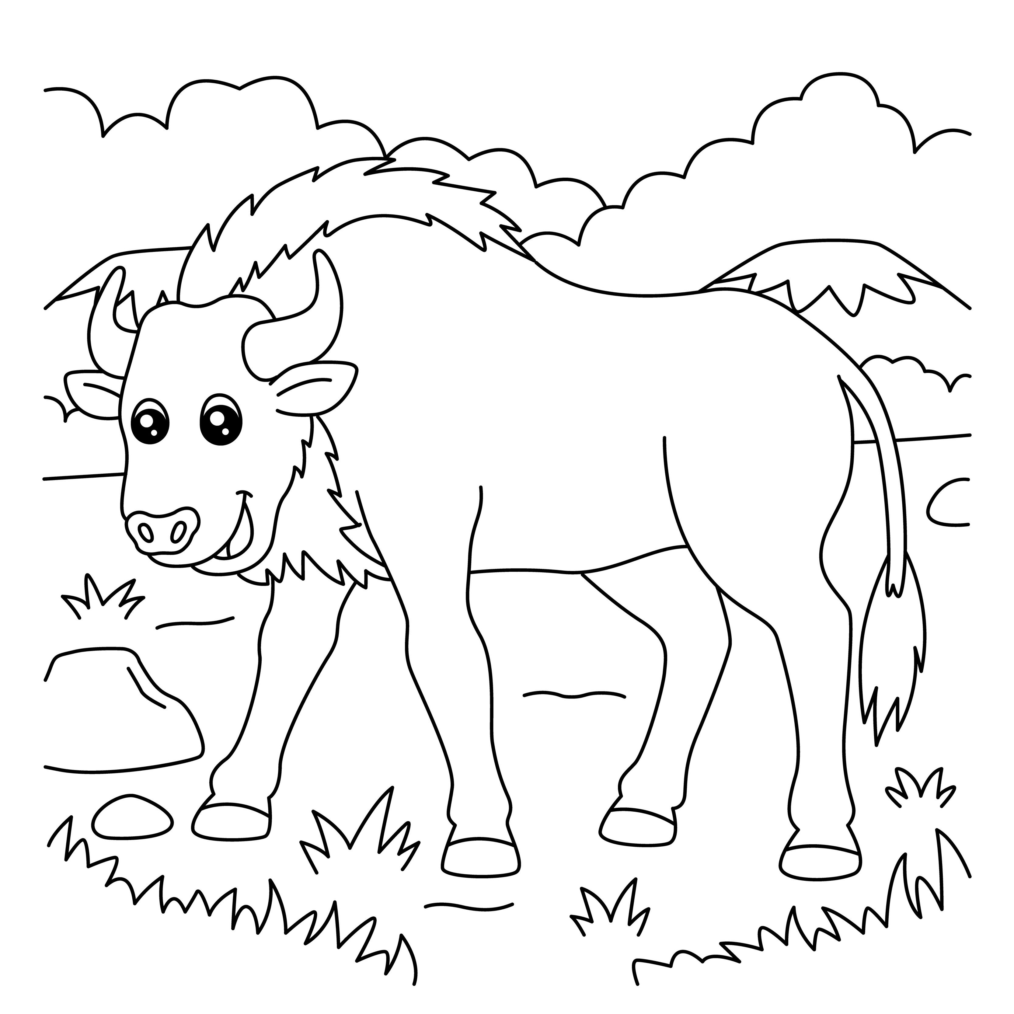 Wildebeest Coloring Page for Kids 5073802 Vector Art at Vecteezy
