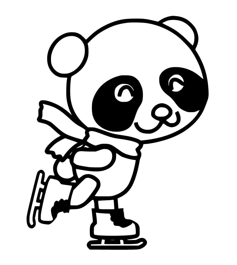 Cute Panda Skating Coloring Page - Free Printable Coloring Pages for Kids