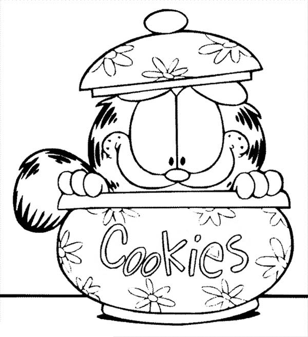 Garfield Hide in Cookie Jar Coloring Page - NetArt