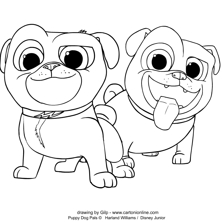 Bingo, Rolly from Puppy Dog Pals coloring page