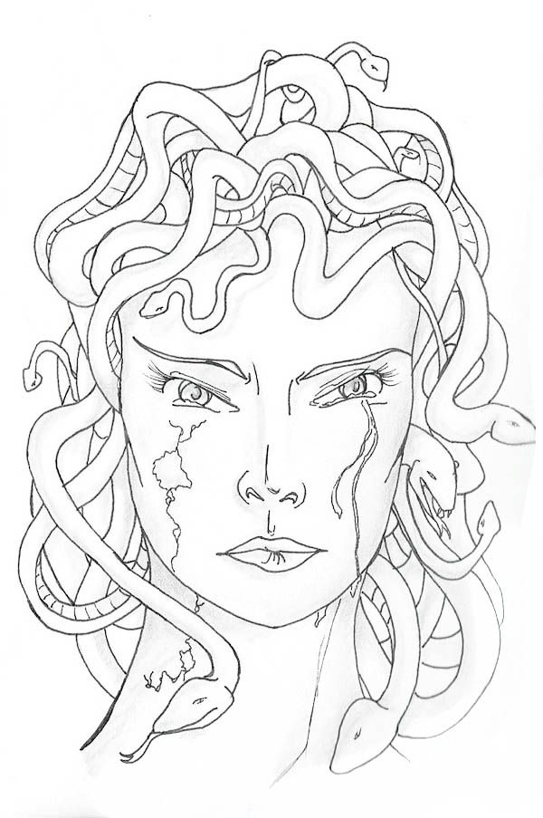 Medusa Turned into Stone Coloring Page - NetArt