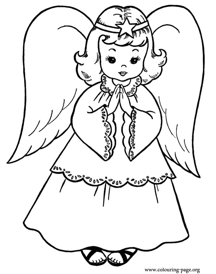 christmas angel tree topper coloring page