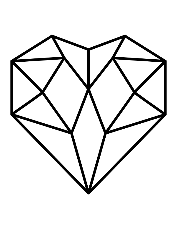 Printable Geometric Heart Coloring Page