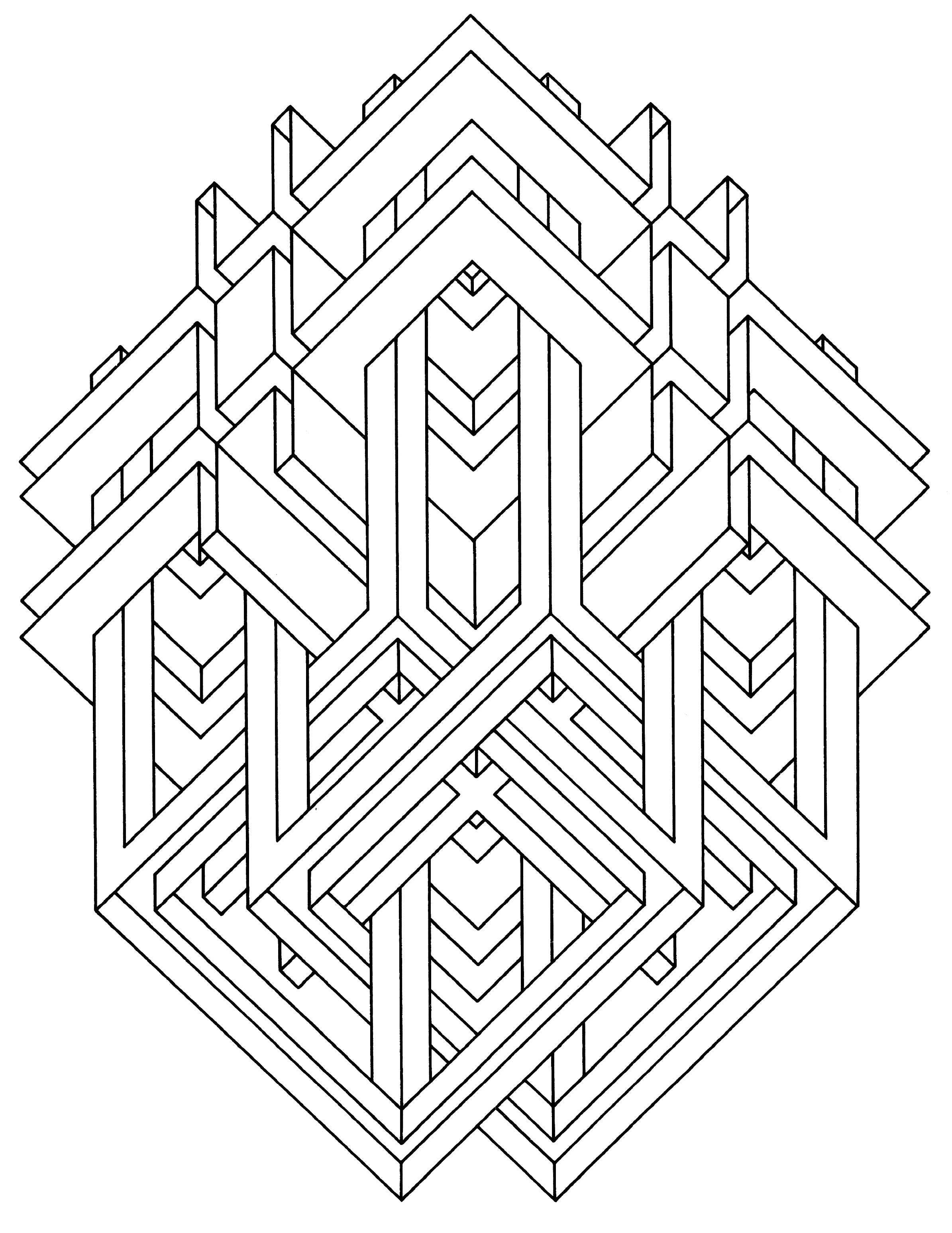Op Art - Coloring Pages for adults : coloring-op-art-jean-larcher-2