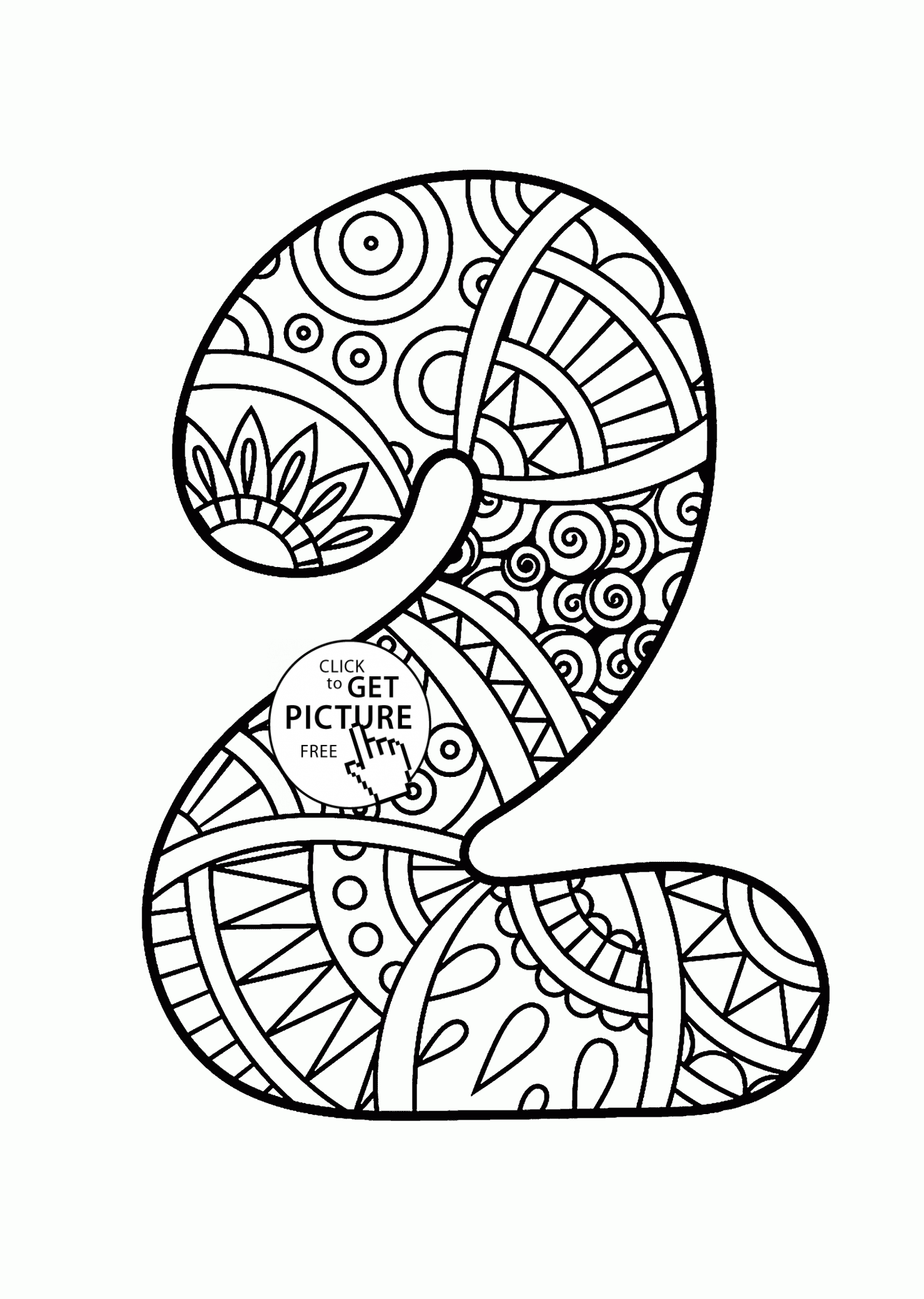 Pattern Number 2 coloring pages for kids, counting numbers ...