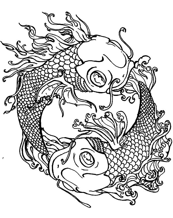 Koi Fish Yin Yang Coloring Pages - Download & Print Online ...