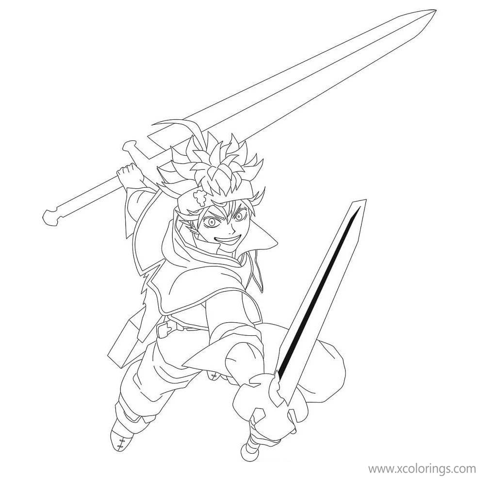 Black Clover Coloring Pages Asta with Sword - XColorings.com