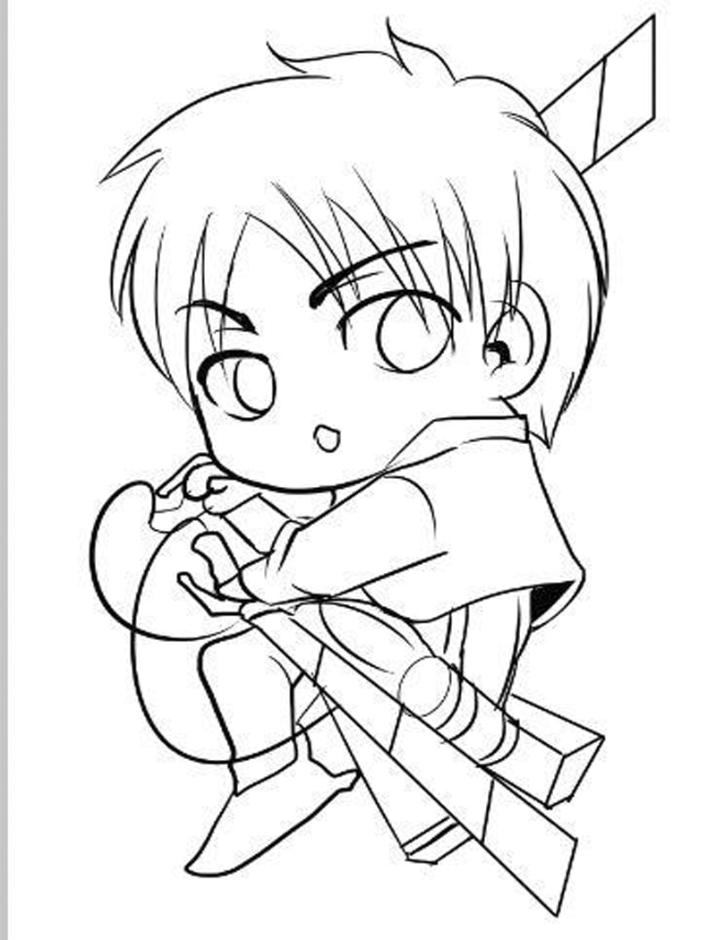 Chibi Eren Yeager Coloring Page - Anime Coloring Pages