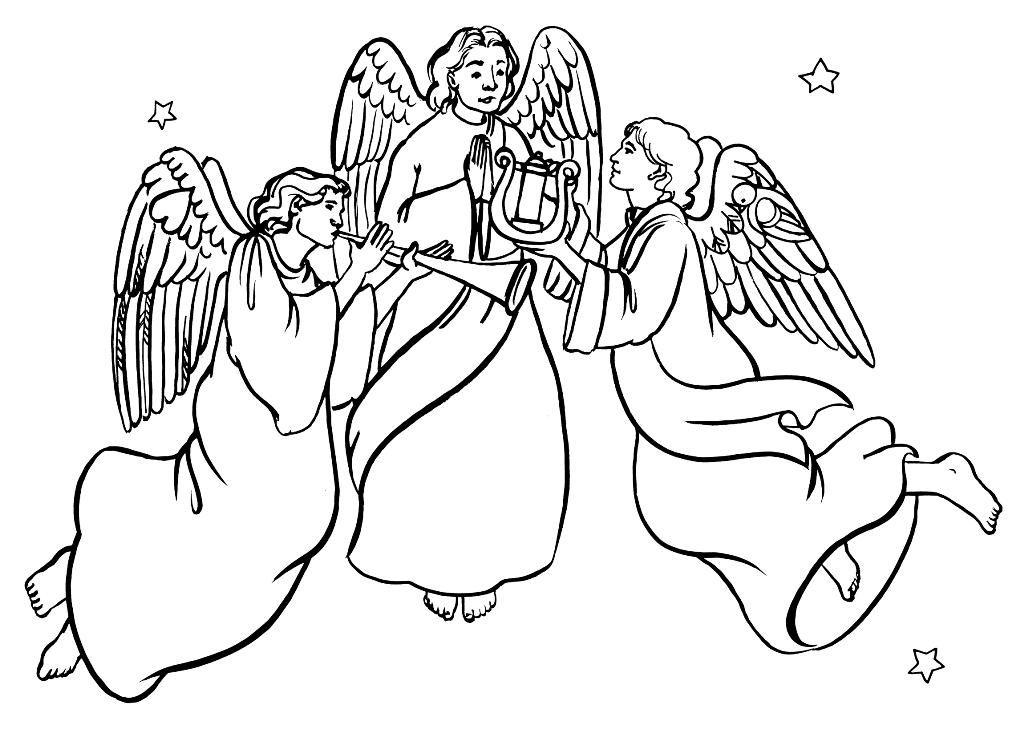 Christmas Angels Coloring Sheets - Coloring Page