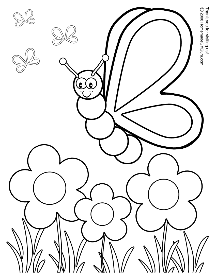 Of Flowers And Butterflies - Coloring Pages for Kids and for Adults