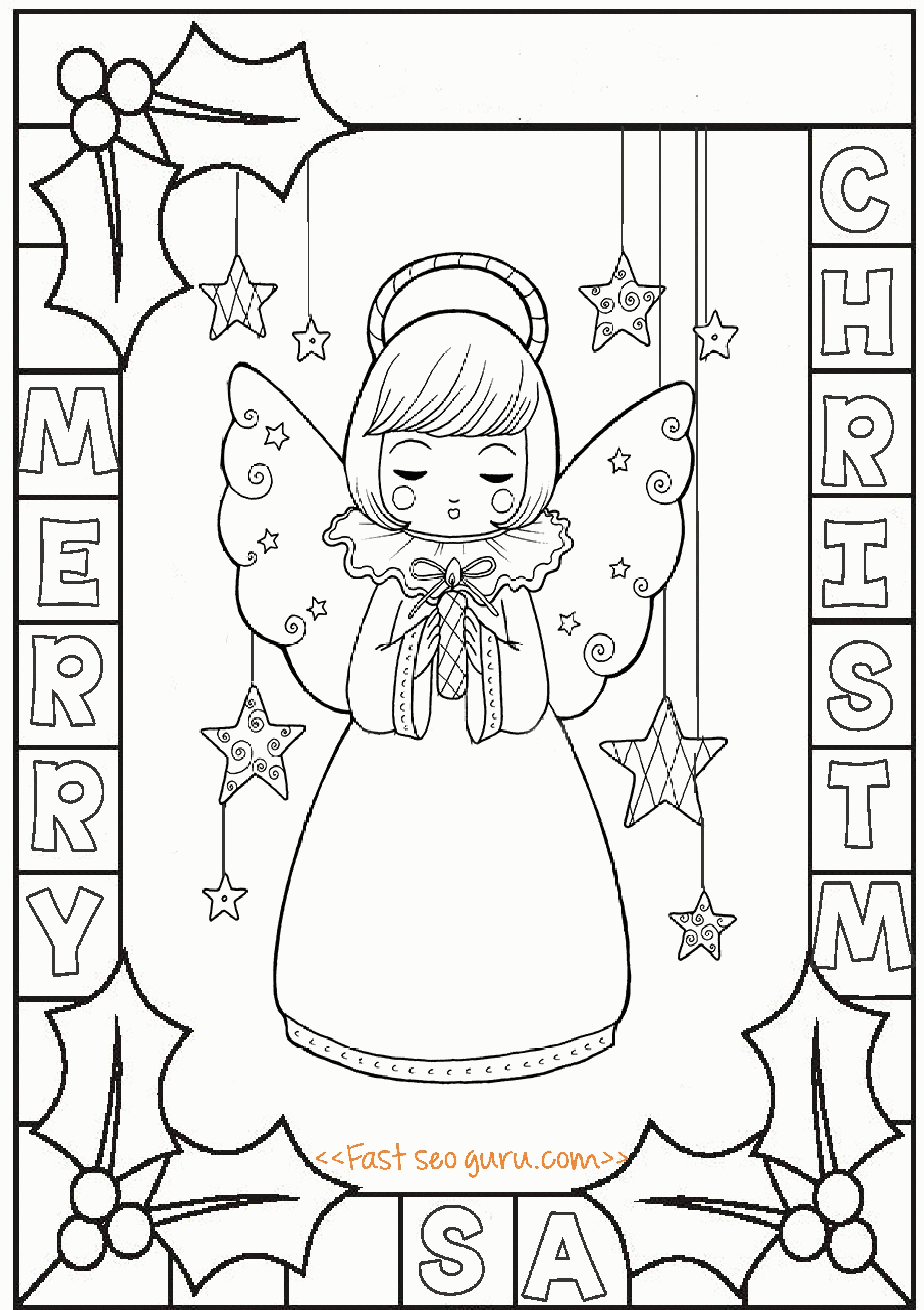 Printable Christmas Holly Coloring Pages - Coloring Home