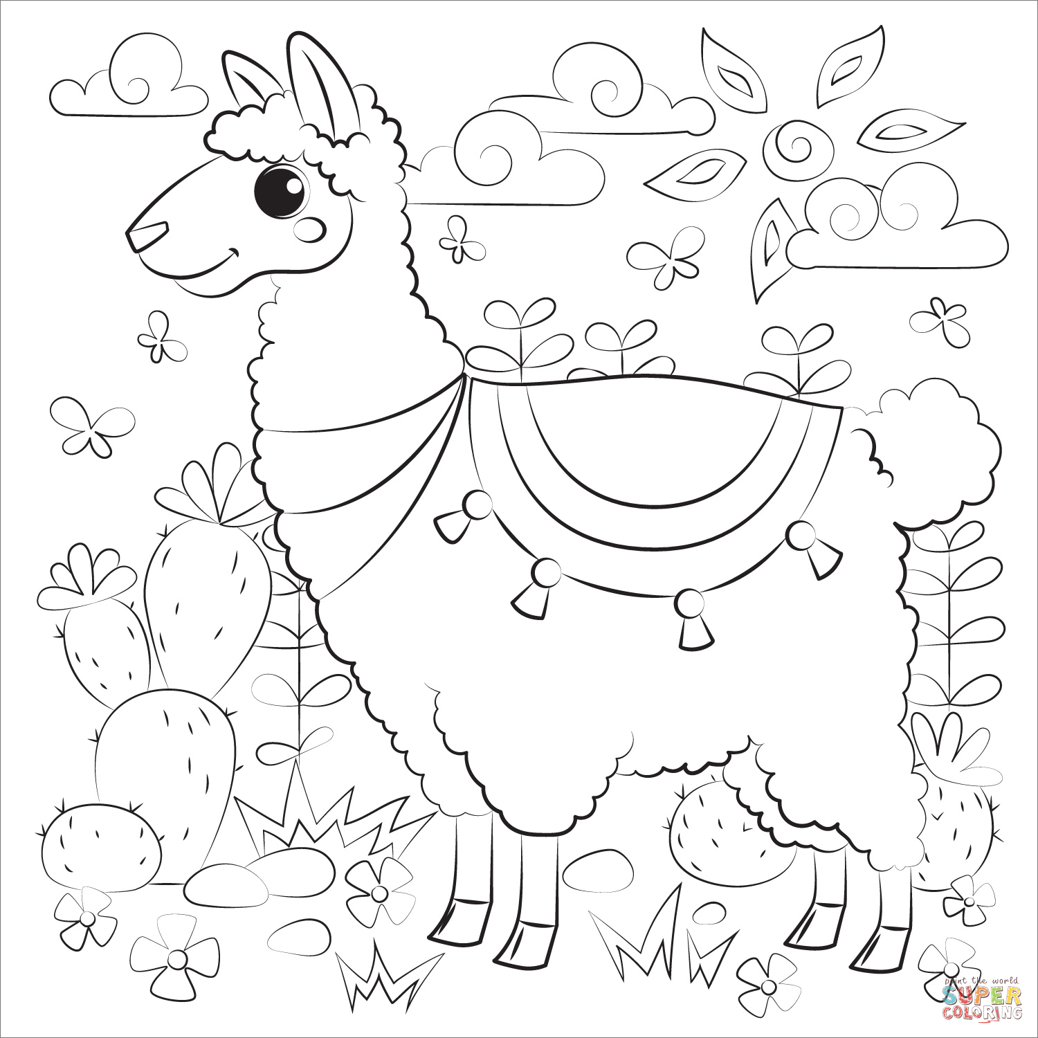 Llama coloring page | Free Printable Coloring Pages