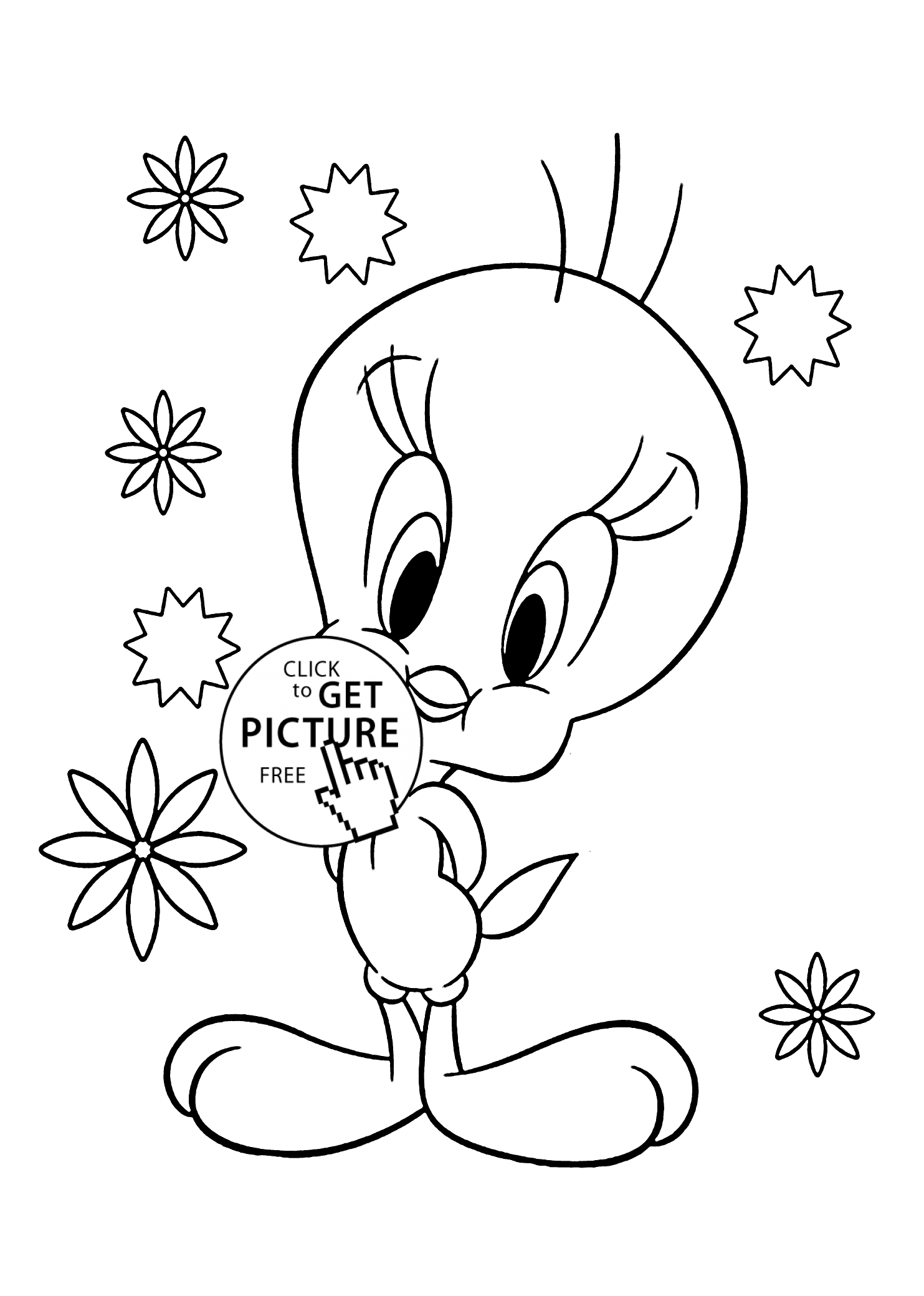 Cute Tweety bird coloring pages for kids, printable free | coloing-4kids.com