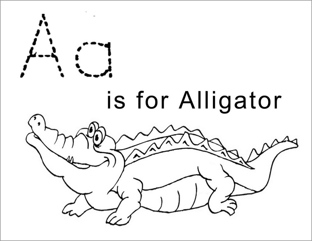 A for Alligator Coloring Page for Kids - ColoringBay