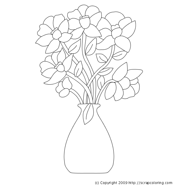 Flowers in Vase coloring page