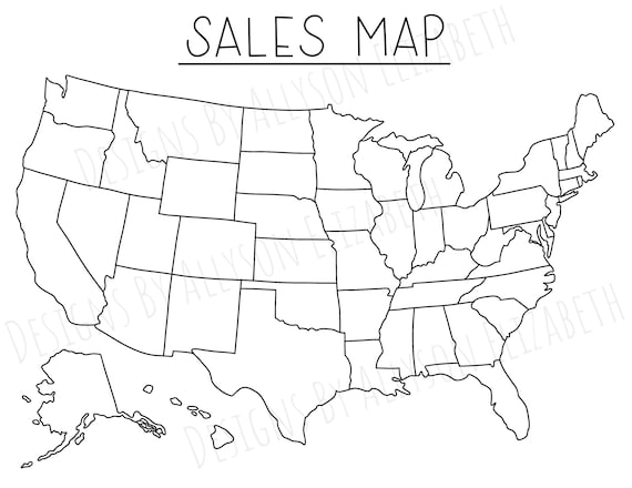 United States Sales Map Coloring Page to Color in Procreate - Etsy Israel