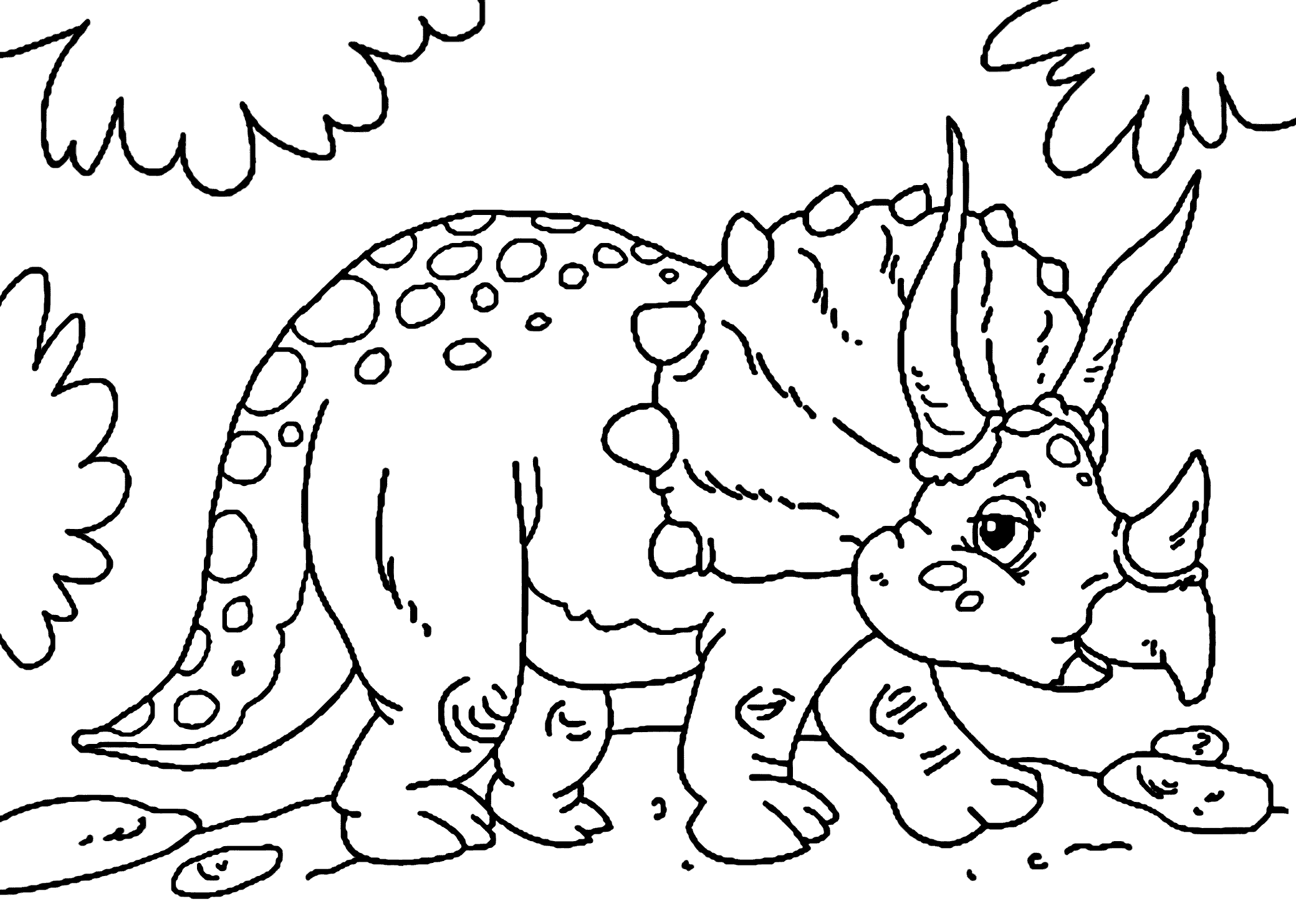 Cute little triceratops dinosaur coloring pages for kids ...