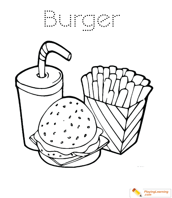Burger Coloring Page 03 | Free Burger Coloring Page