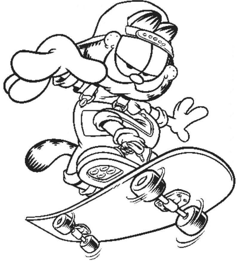 garfield on skateboard - Clip Art Library