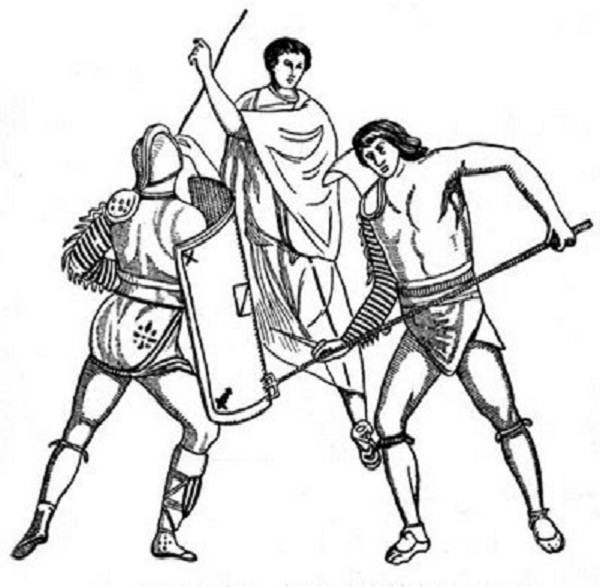 Gladiator Training from Ancient Rome Coloring Page - NetArt