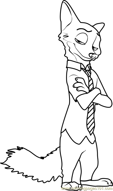 Nick Wilde Coloring Page - Free Zootopia Coloring Pages :  ColoringPages101.com