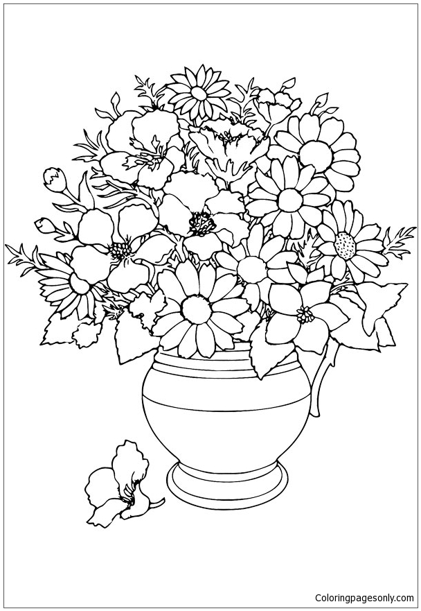 Flowers Kept in Pot Coloring Pages - Nature & Seasons Coloring Pages - Coloring  Pages For Kids And Adults