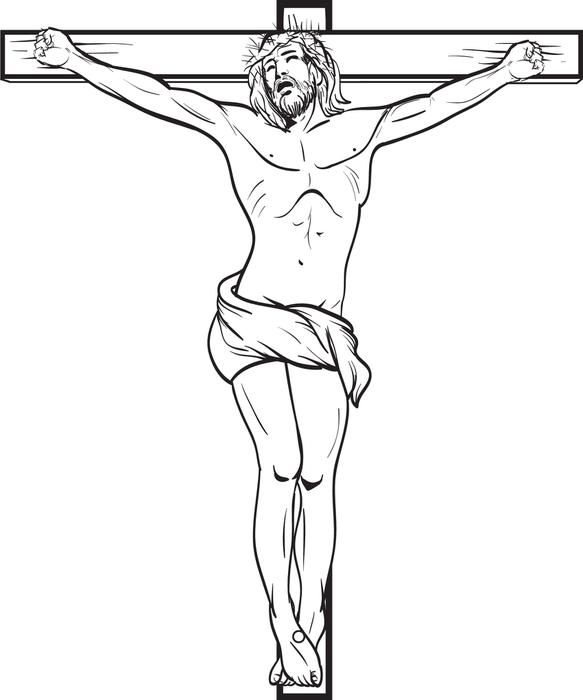 Jesus Christ Crucified On The Cross Coloring Page | Jesus drawings, Jesus  christ drawing, Cross coloring page