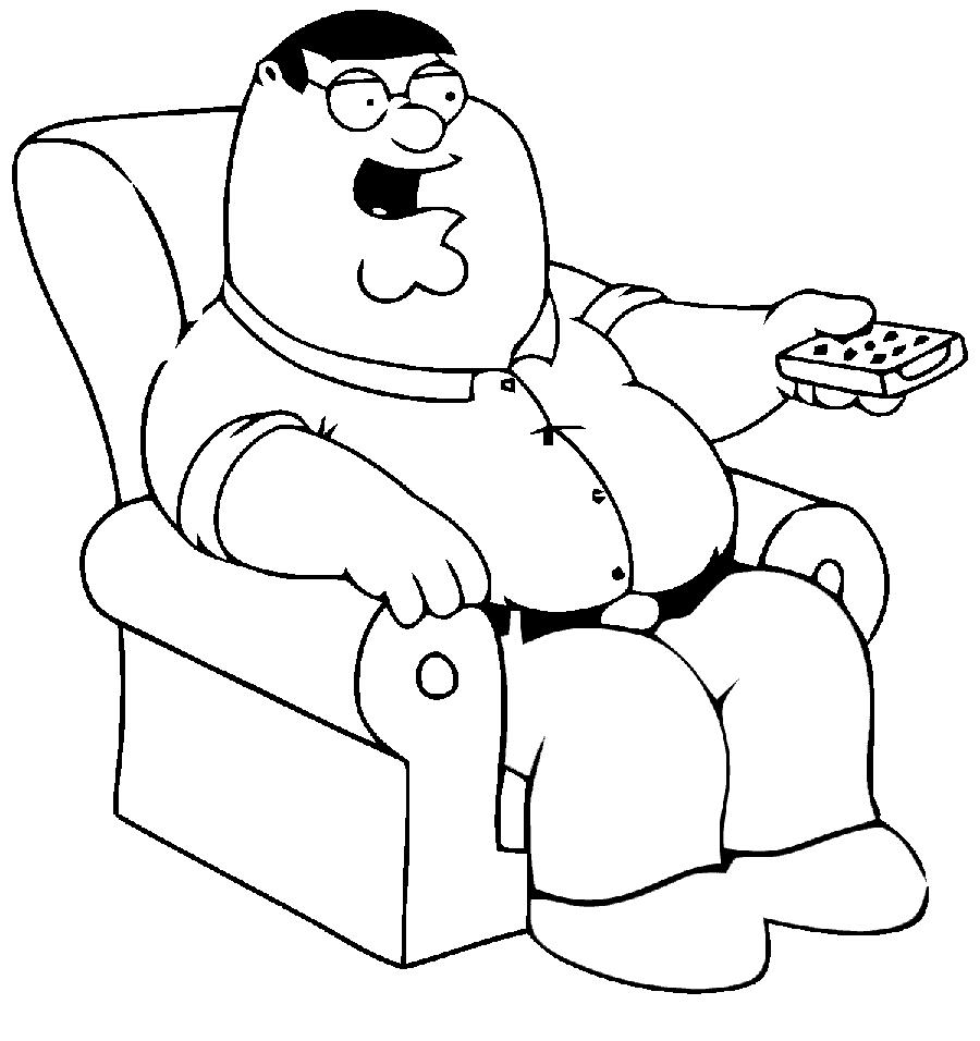 Peter Using TV Remote Coloring Pages - Family Guy Coloring Pages - Coloring  Pages For Kids And Adults